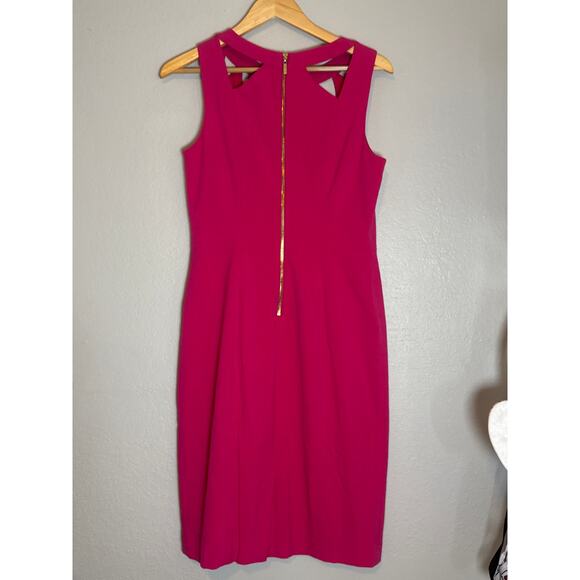 Eliza J Pink Sheath Dress Womens 10 Cut Out Hot Pink Barbie Wedding Guest Short - Picture 3 of 7